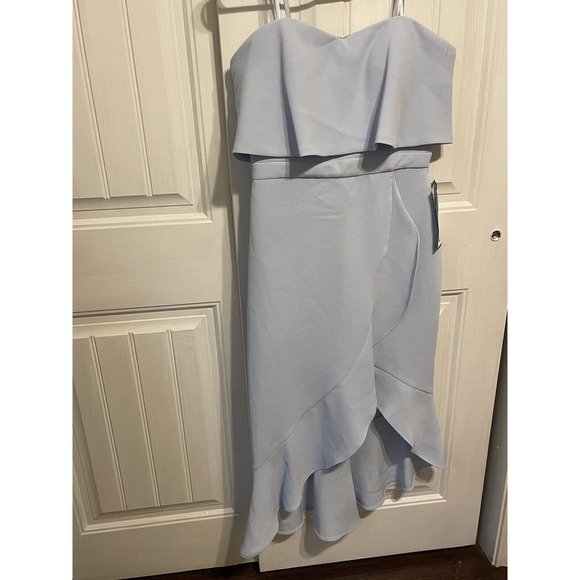 XSCAPE Womens Light Blue Sleeveless Short‎ Party Formal Ballgown Hi-Lo Dress 10 - Picture 2 of 7